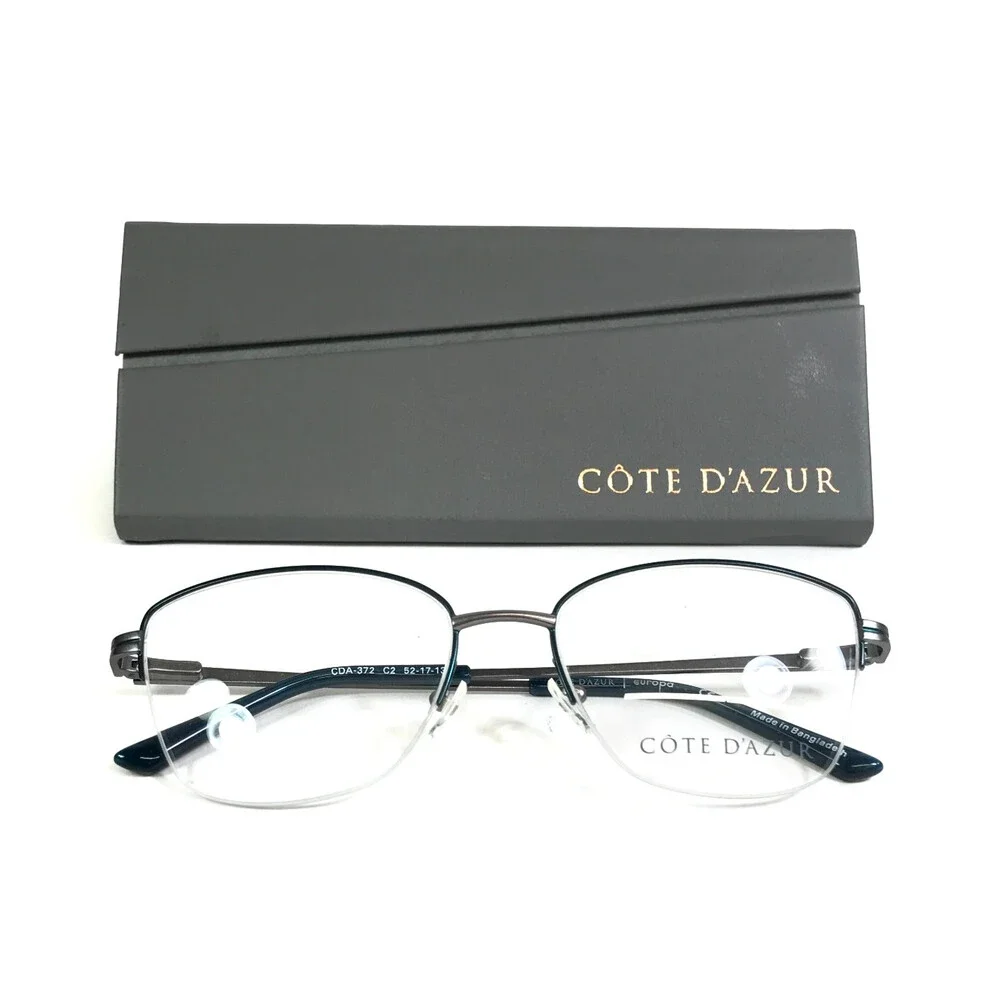 Cote D'azur Eyeglasses Frames CDA-372 C2 Gray Green Cat Eye Half Rim 52-17-135